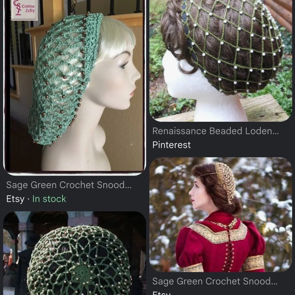 White ren faire snood hair net